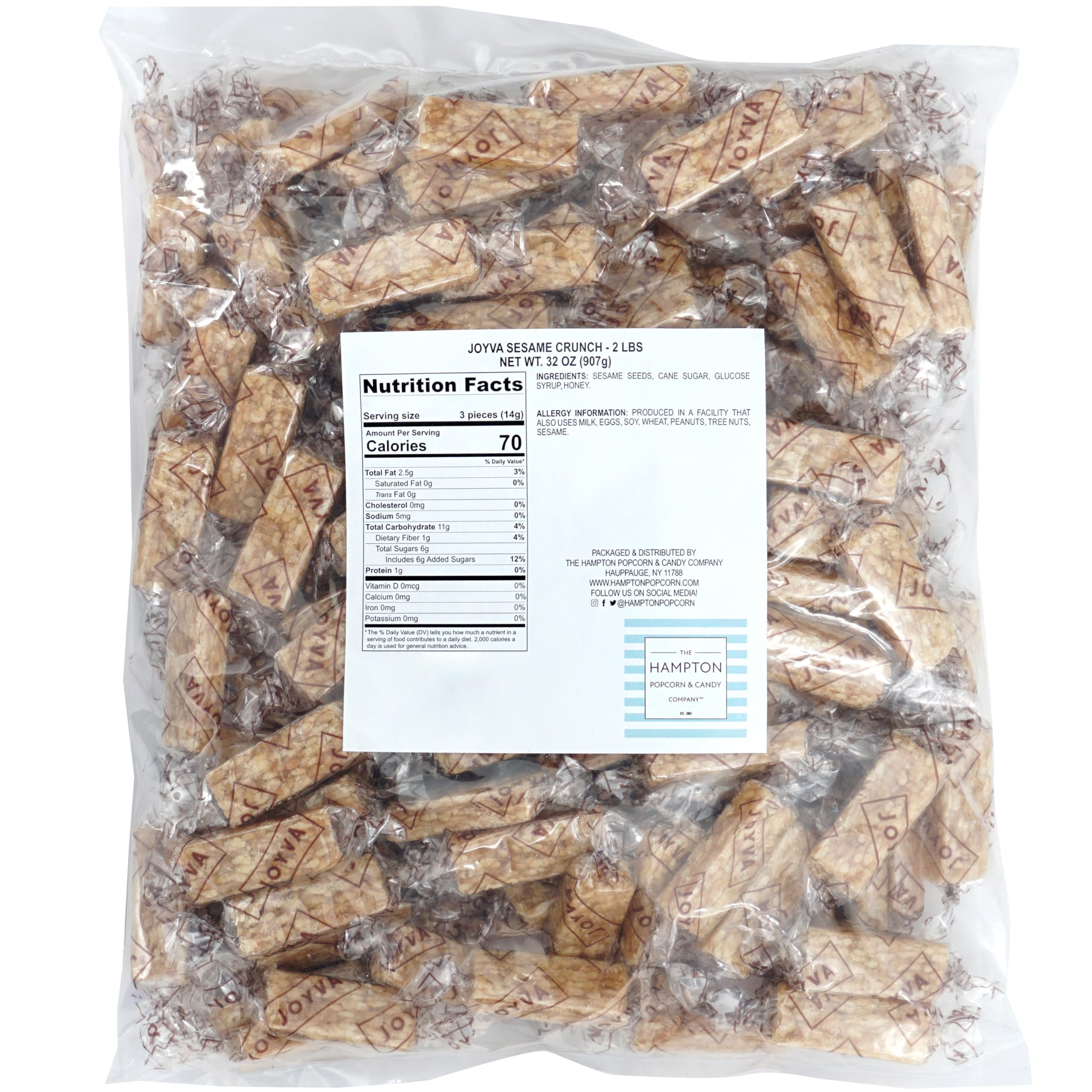 Individually wrapped Hampton Sesame Crunch Bars stay fresh and portable.