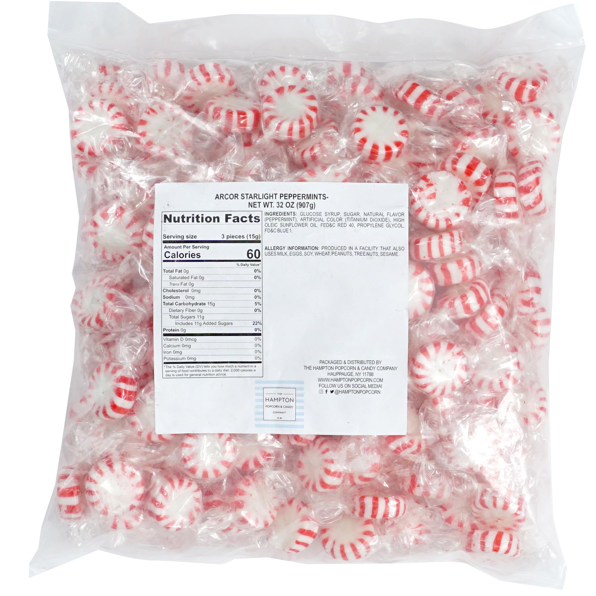 Starlight Peppermint 75 pieces, individually wrapped for easy gifting by The Hampton Candy Company.