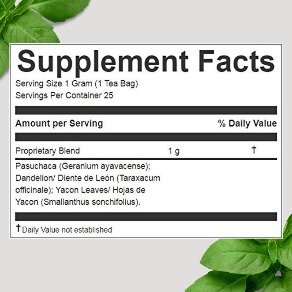 Hanan Deabetisan tea bags close-up showing natural, caffeine-free blend.
