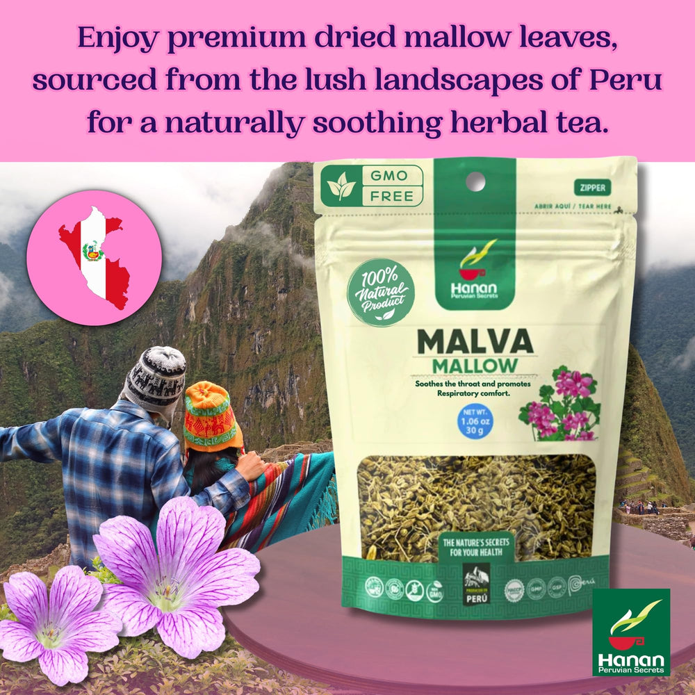 Hanan Mallow Tea prepared cup with steam highlights a relaxing moment.