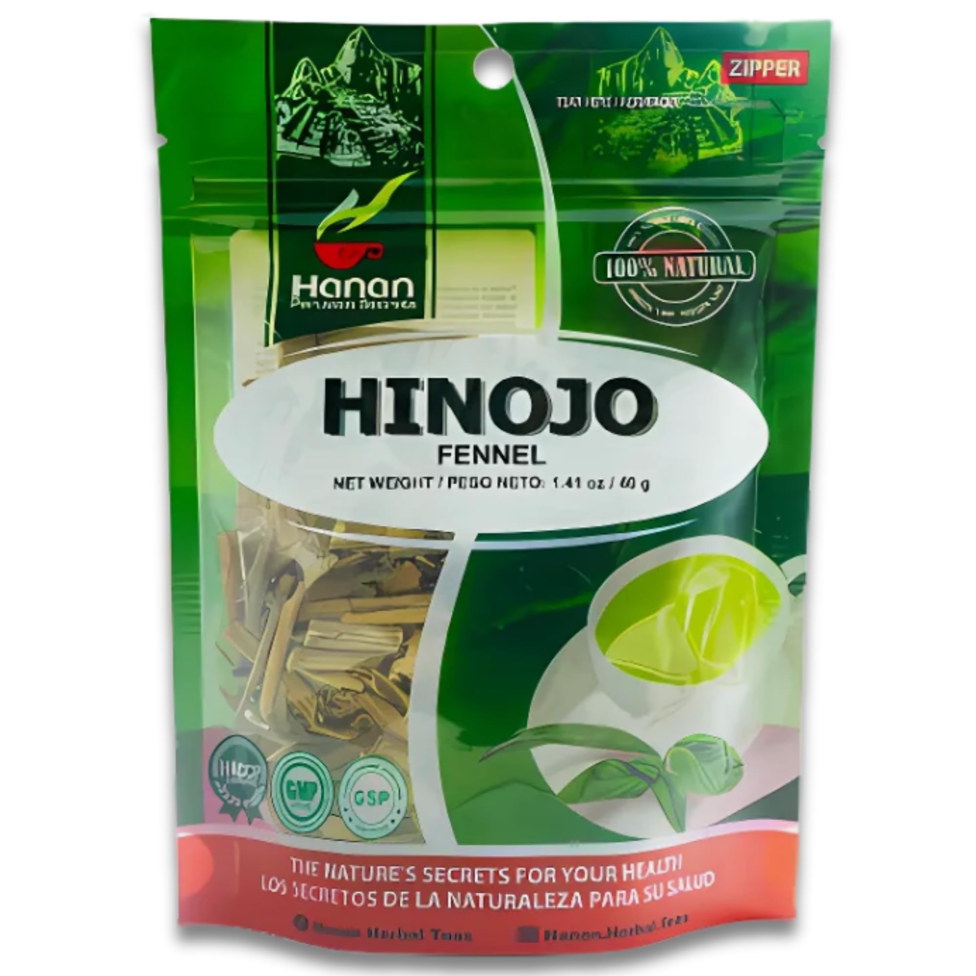 Hanan Peruvian Secrets Hinojo loose leaf tea ready to brew for digestive comfort.