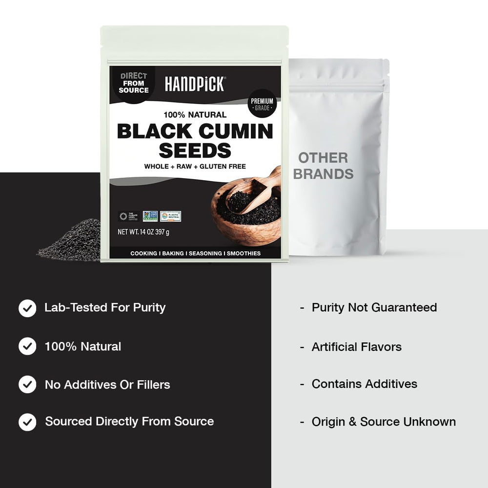Allergen information label on HANDPICK seeds for safer meal planning.