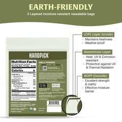 HANDPICK Amla Powder lab-purity seal indicating tested quality