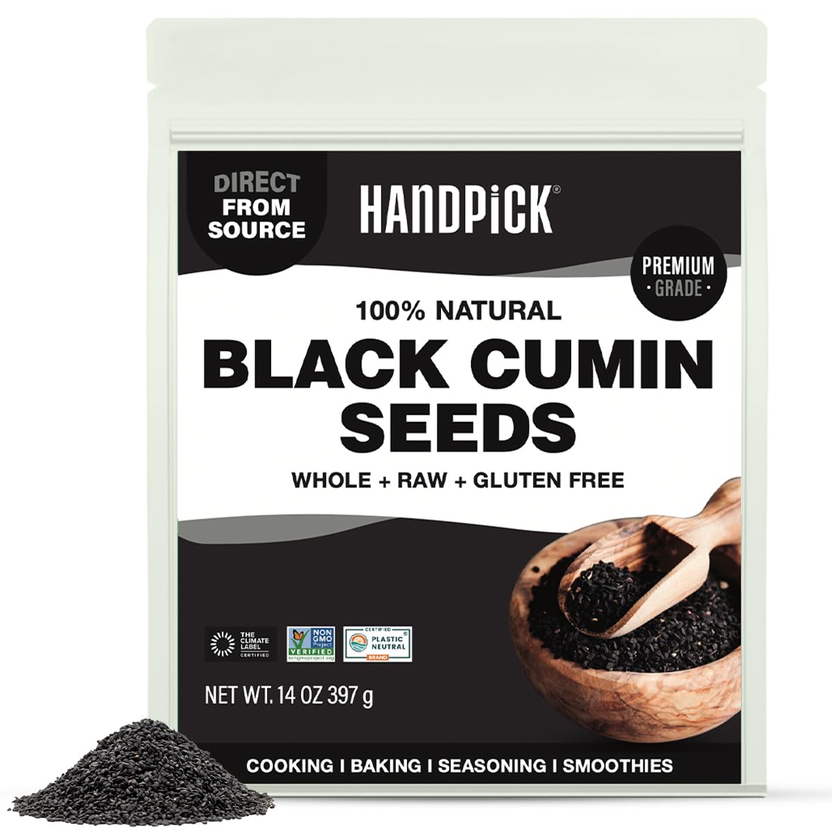 HANDPICK Black Cumin Seed bottle pour enhances quick seasoning and aroma.