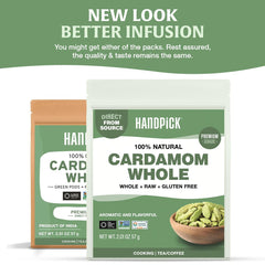 HANDPICK Cardamom pods used in tea and desserts for floral notes.
