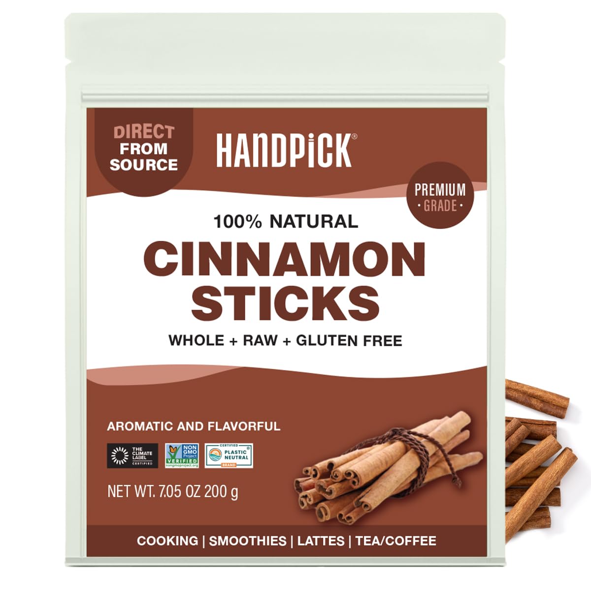 HANDPICK Cinnamon sticks 7oz pack, rich aroma for baking and beverages.