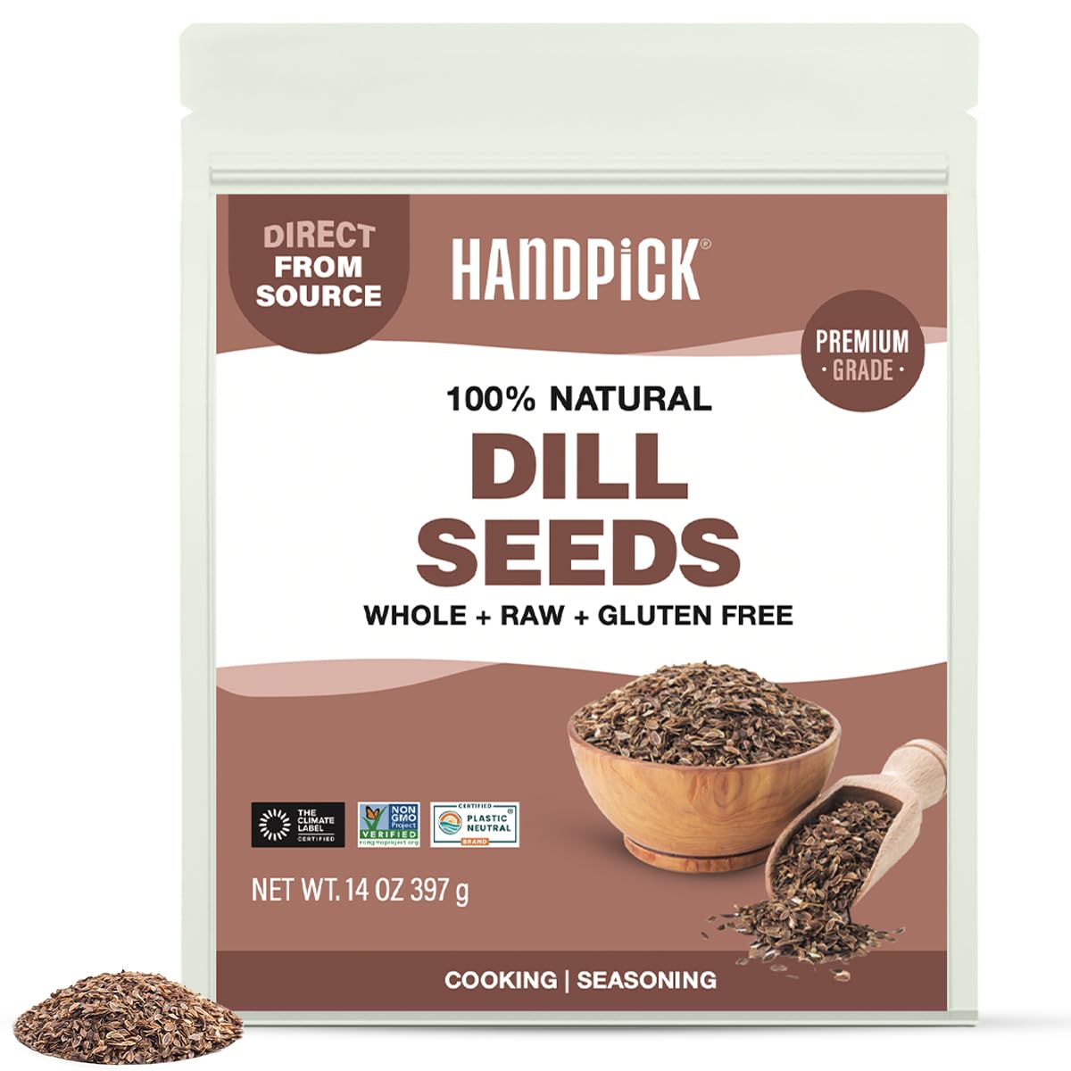 HANDPICK Dill Seeds in 397g pack for crisp, flavorful pickles.