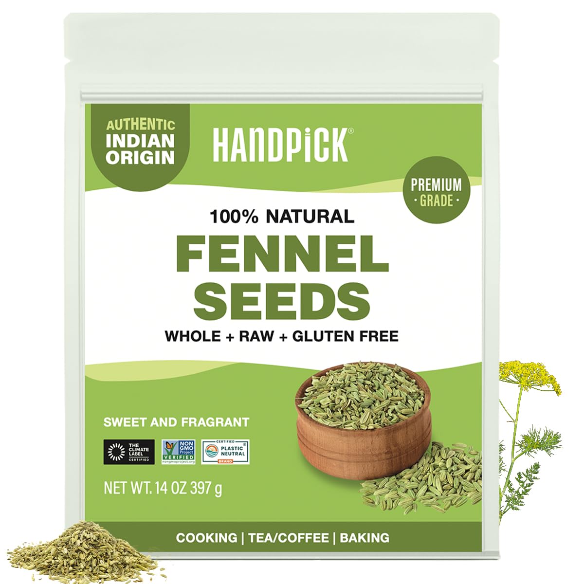 HANDPICK fennel seeds bulk pouch for versatile cooking and aroma enhancement