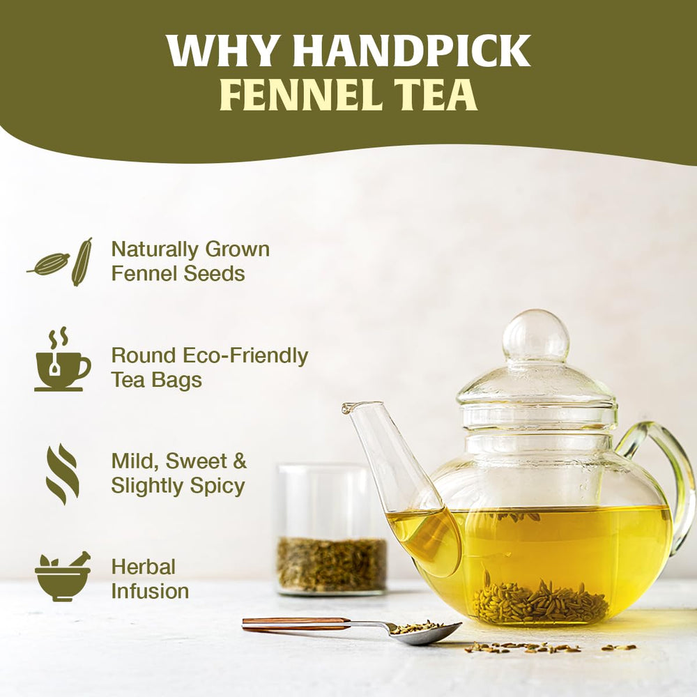 A HANDPICK fennel tea bag steeping from direct-from-source quality