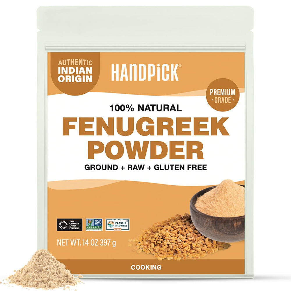 HANDPICK Fenugreek powder jar releasing rich aroma for savory dishes