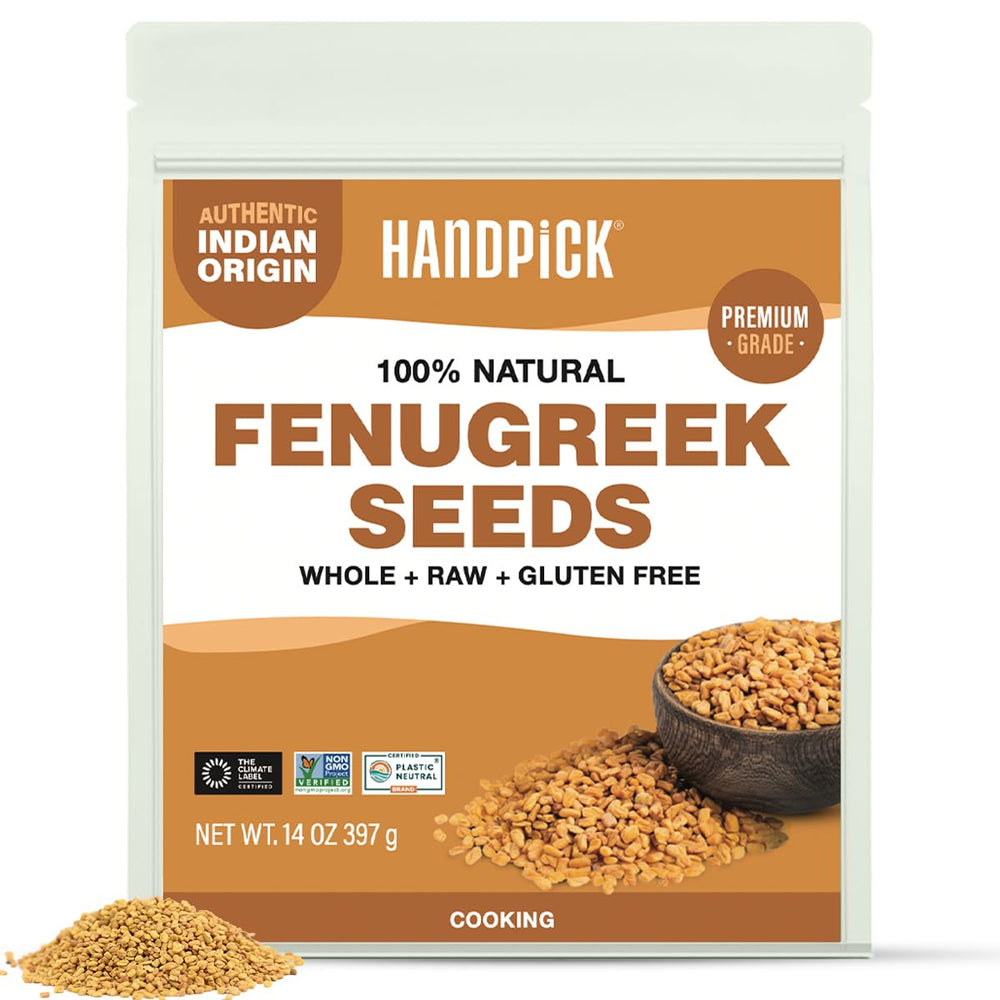 HANDPICK fenugreek seeds in a resealable pouch for fresh aroma and easy storage
