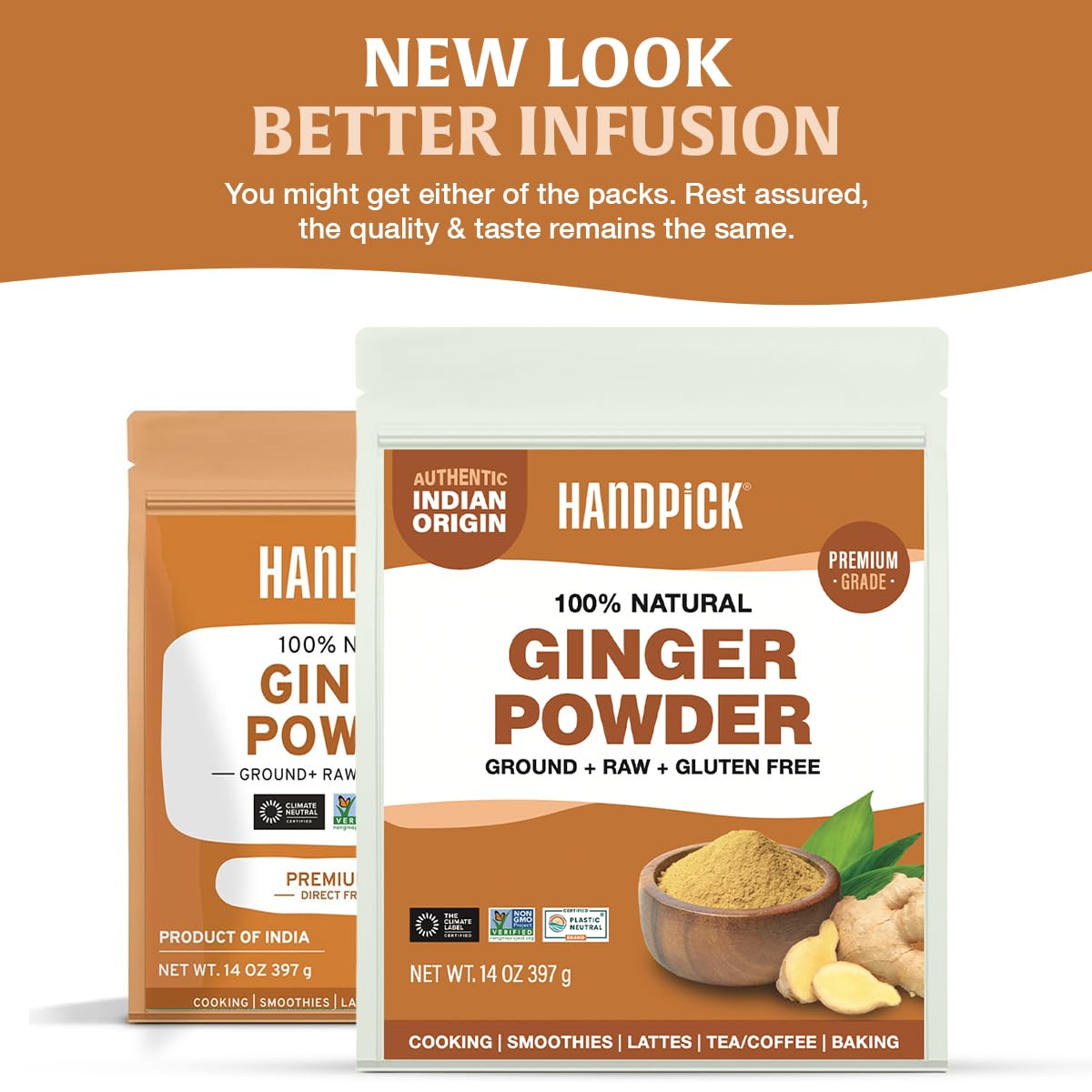 HANDPICK Ginger Powder ground texture closeup shows vibrant, fine spice