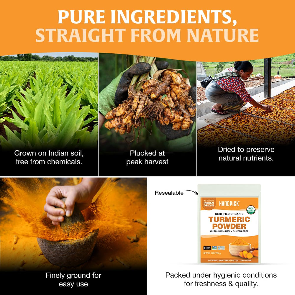 HANDPICK gluten-free and non-GMO label highlighting dietary compatibility.