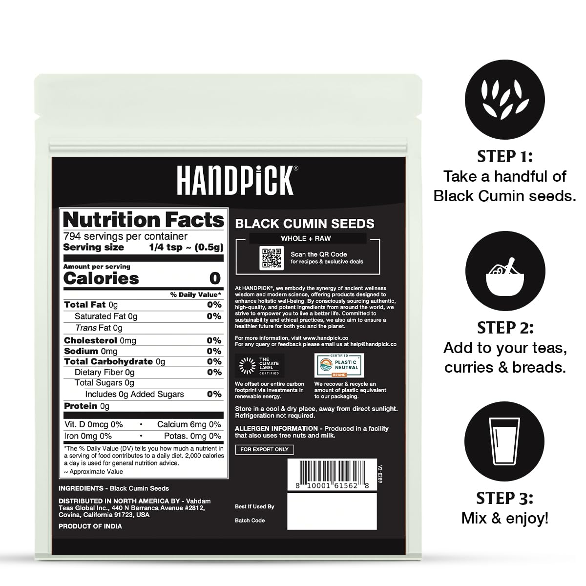Gluten-free, non-GMO HANDPICK seeds fit clean recipes confidently.