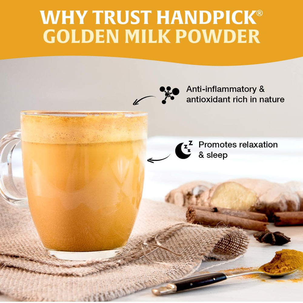 HANDPICK Golden Milk Powder ready-to-mix powder for a quick mug.