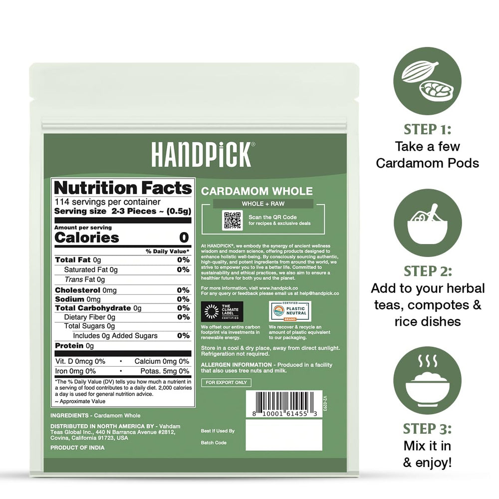 HANDPICK Sustainability label signals carbon and plastic neutrality in packaging.