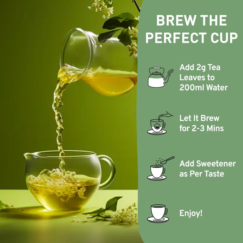 HANDPICK green tea aroma-steeping image shows inviting steam.