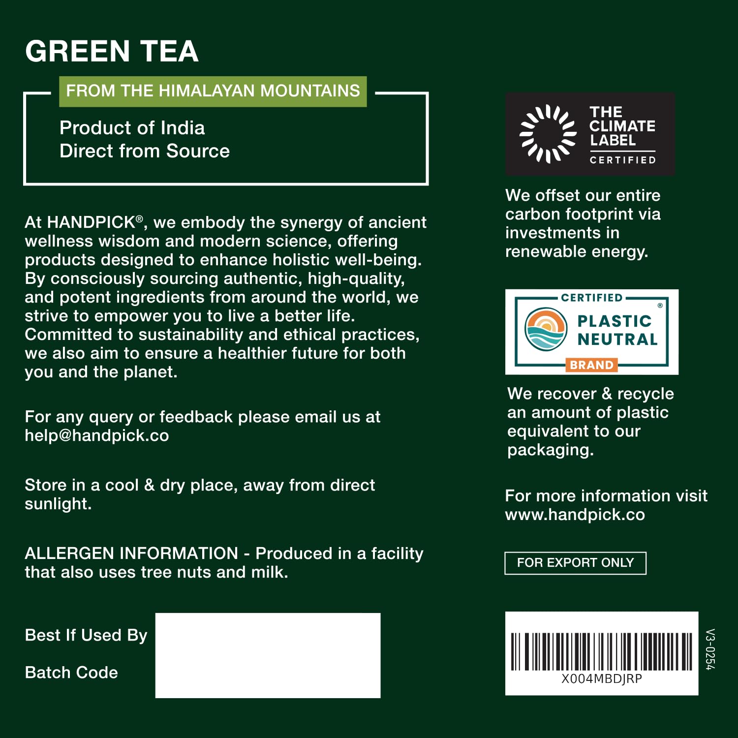 HANDPICK Green tea ready for daily wellness rituals.