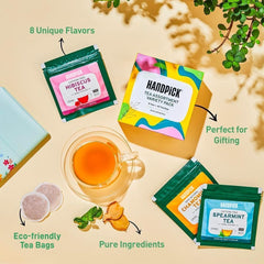 HANDPICK green tea bags capturing fresh notes for afternoon brews.