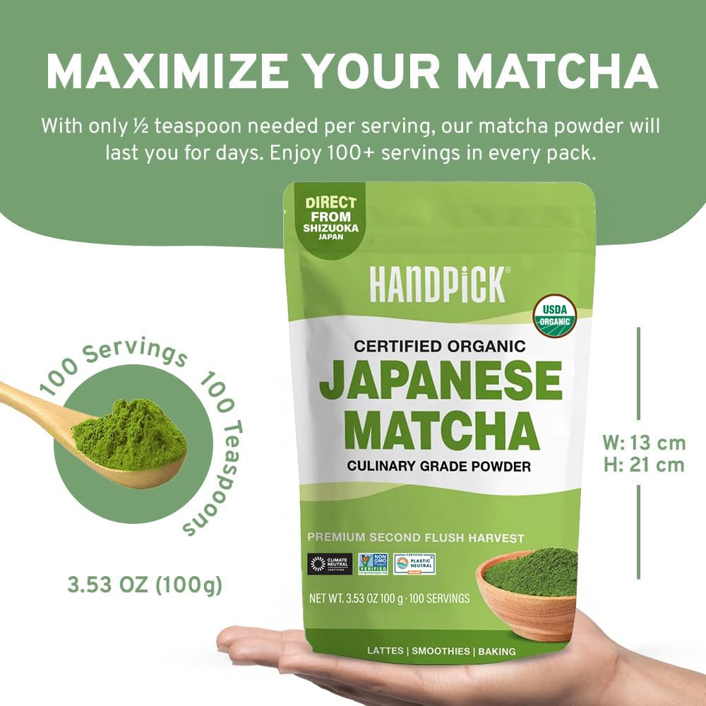 HANDPICK Matcha latte with foam for creamy caffeine boost.