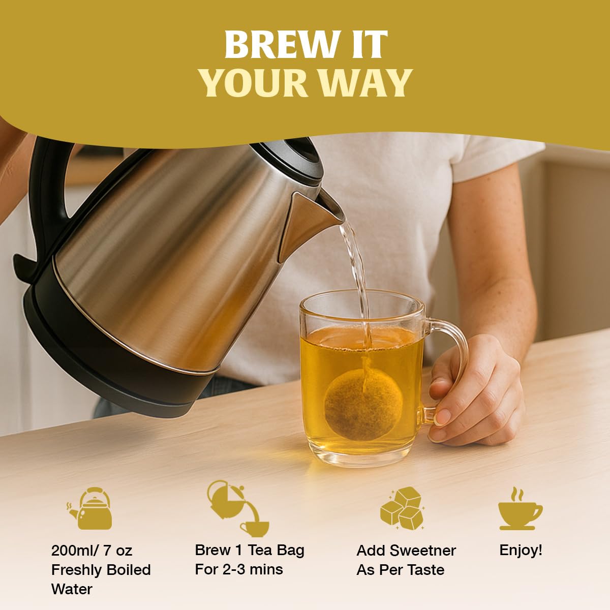 HANDPICK Lemon Ginger Tea product label highlighting natural ingredients.