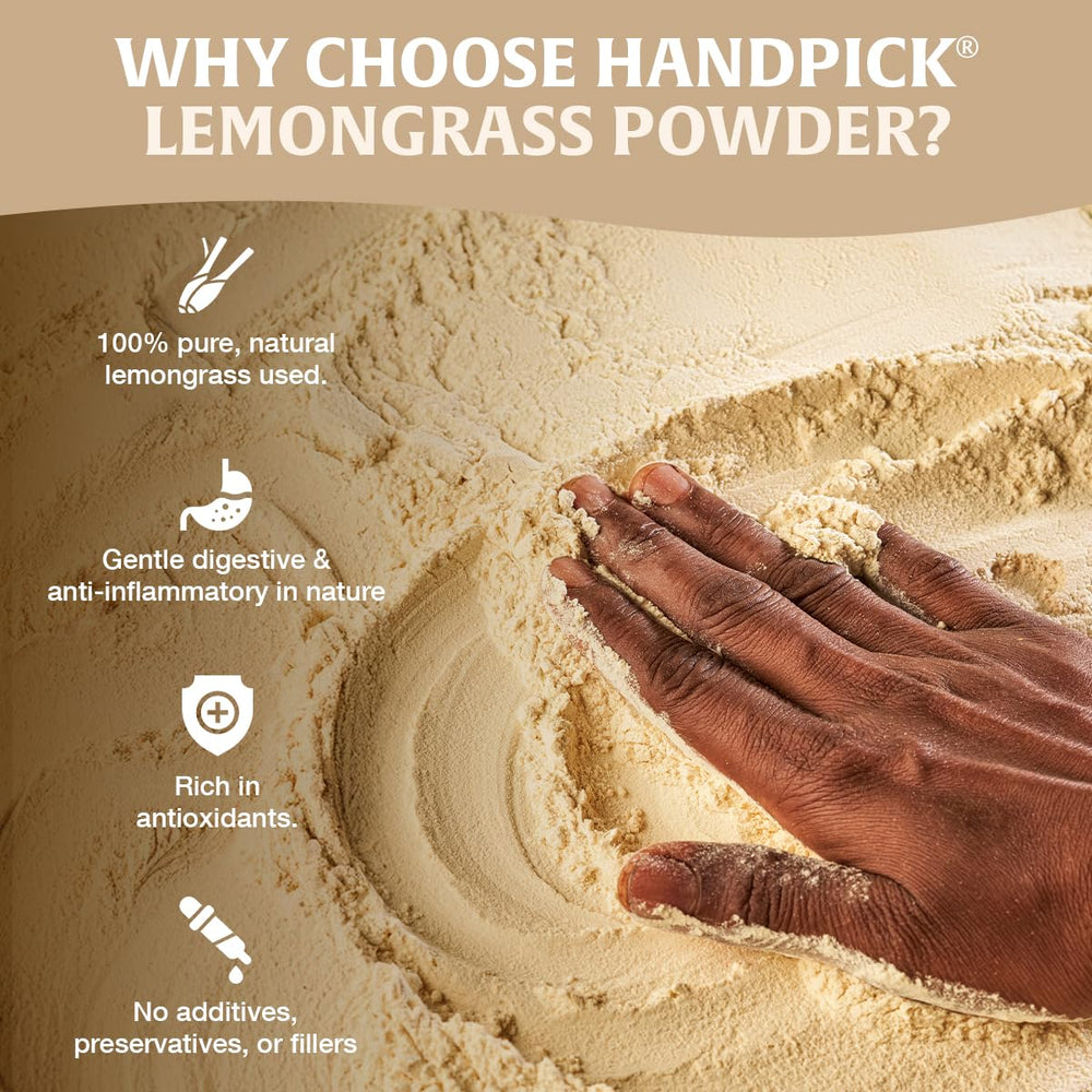 HANDPICK lemongrass powder enhances curries, soups, and marinades with bright notes.
