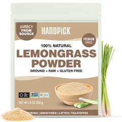 HANDPICK Lemongrass Powder in a resealable pouch preserves aroma for easy storage.