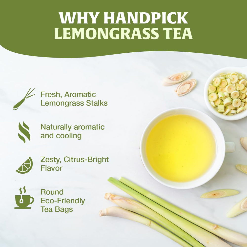 HANDPICK Lemongrass tea leaves close-up appear fresh and aromatic.