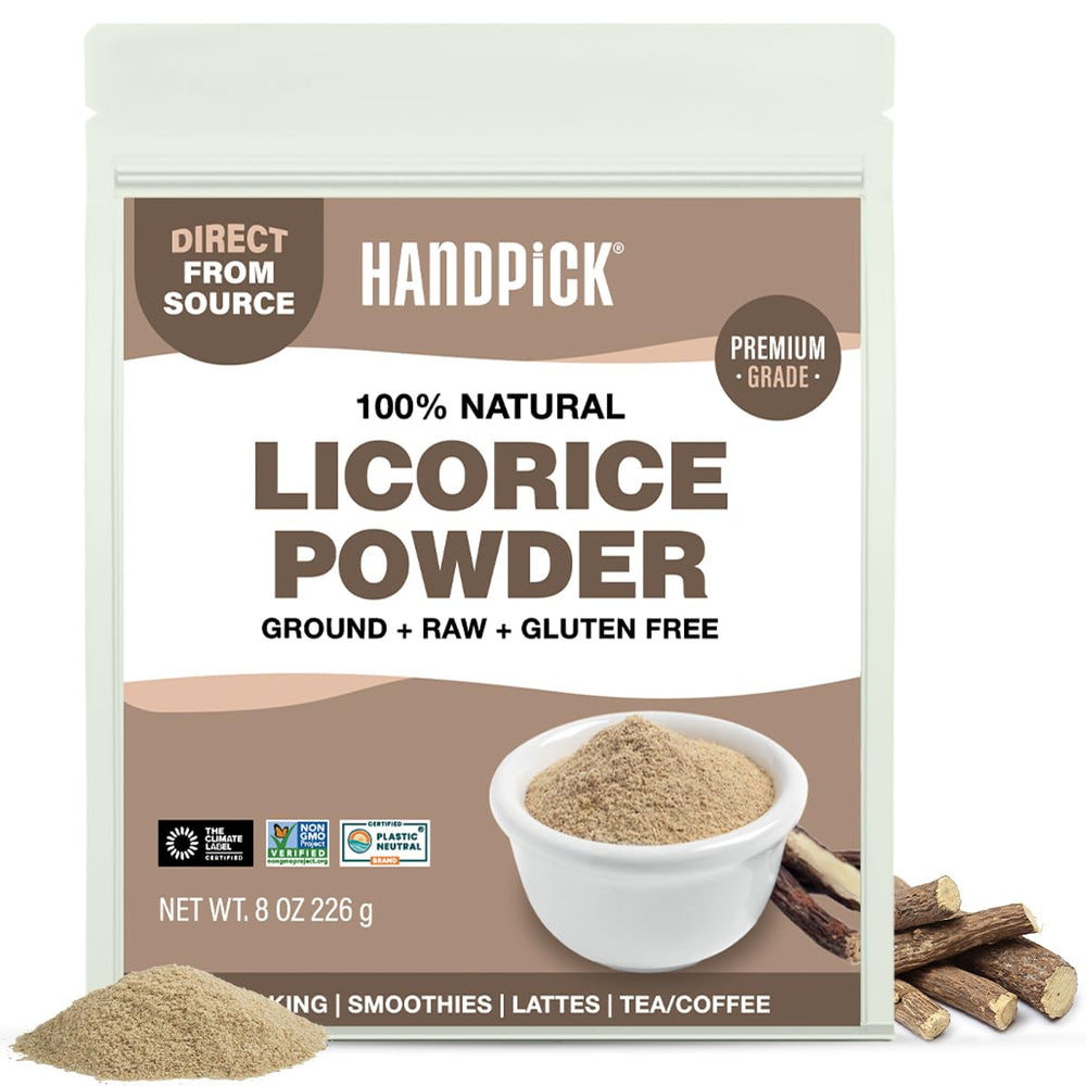 HANDPICK licorice root powder sealed pouch emphasizes freshness for easy storage