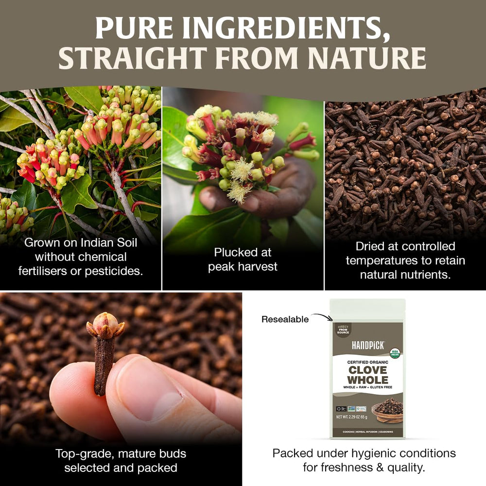 HANDPICK Organic Cloves Whole potpourri scene for warm fragrance.