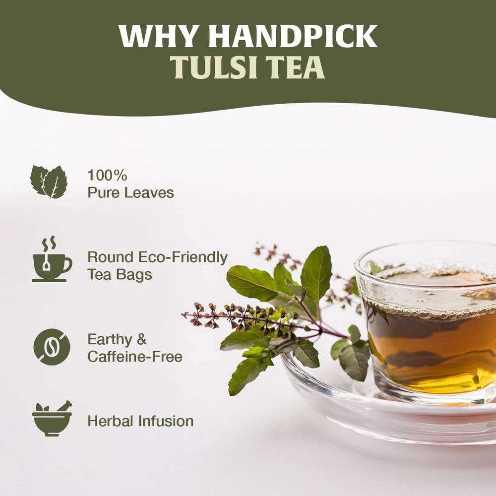 Steps to steep HANDPICK Tulsi Tea for a balanced cup