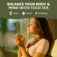 HANDPICK Original Tulsi Tea cup releasing earthy aroma