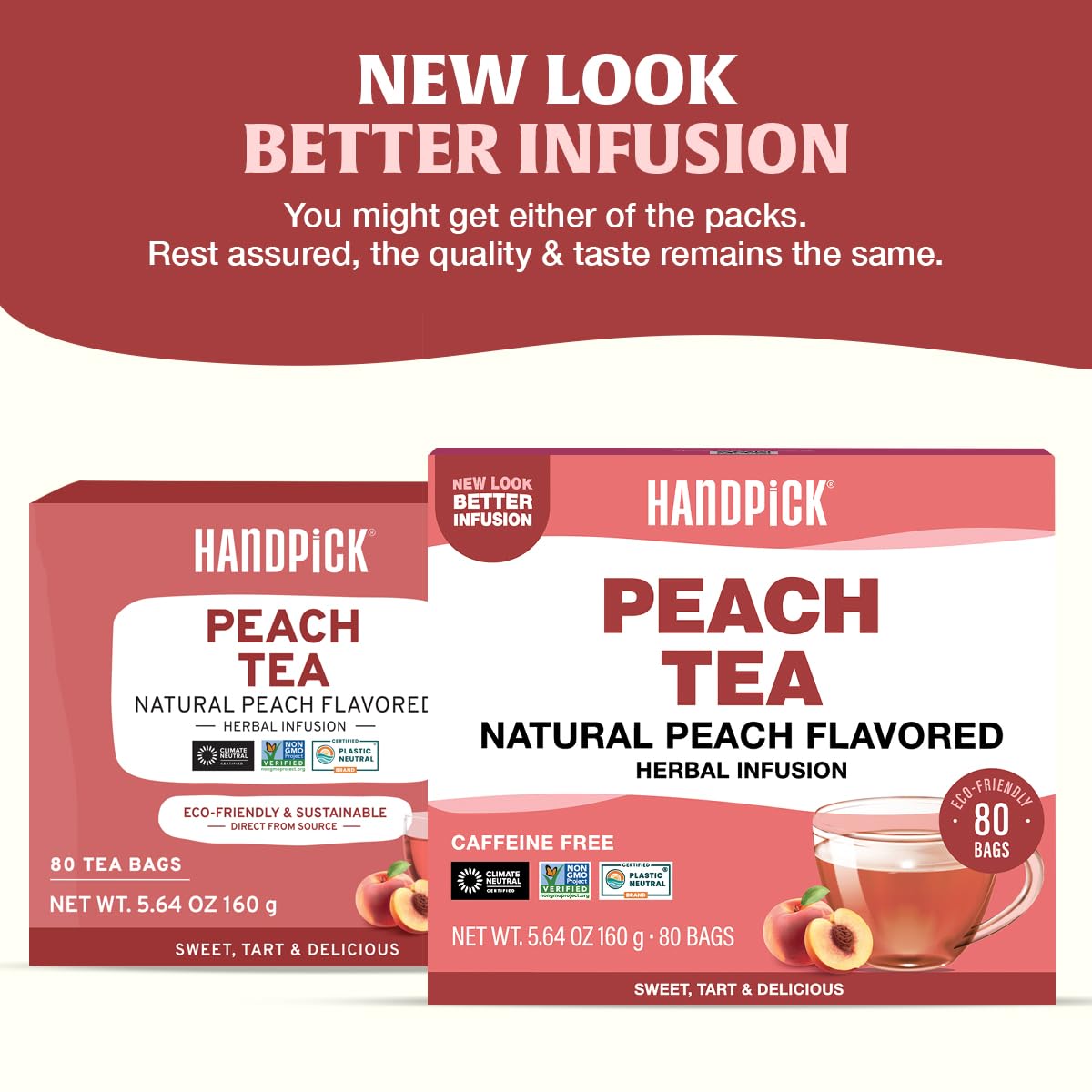 HANDPICK peach tea bags in a cup release floral aroma and fruity flavor.