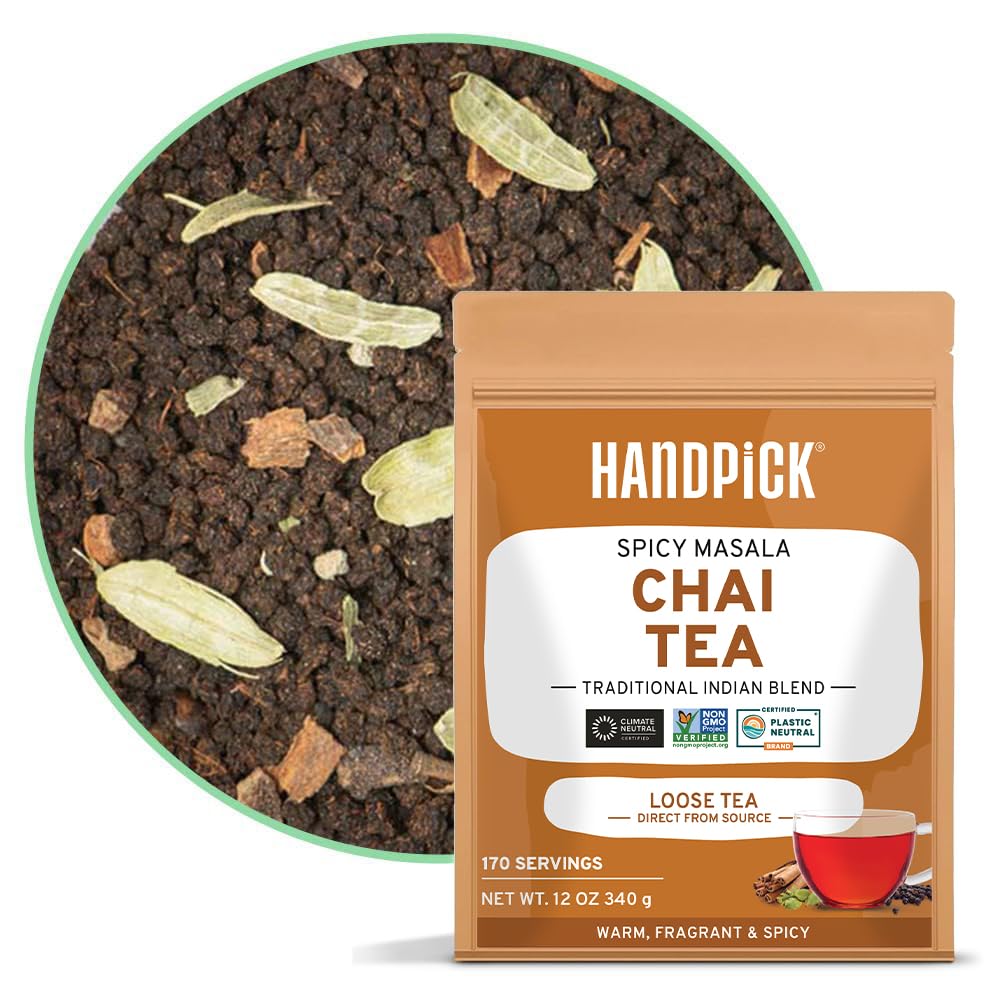 HANDPICK Premium chai tea leaves in a 340g pouch for rich aroma and bold flavor.