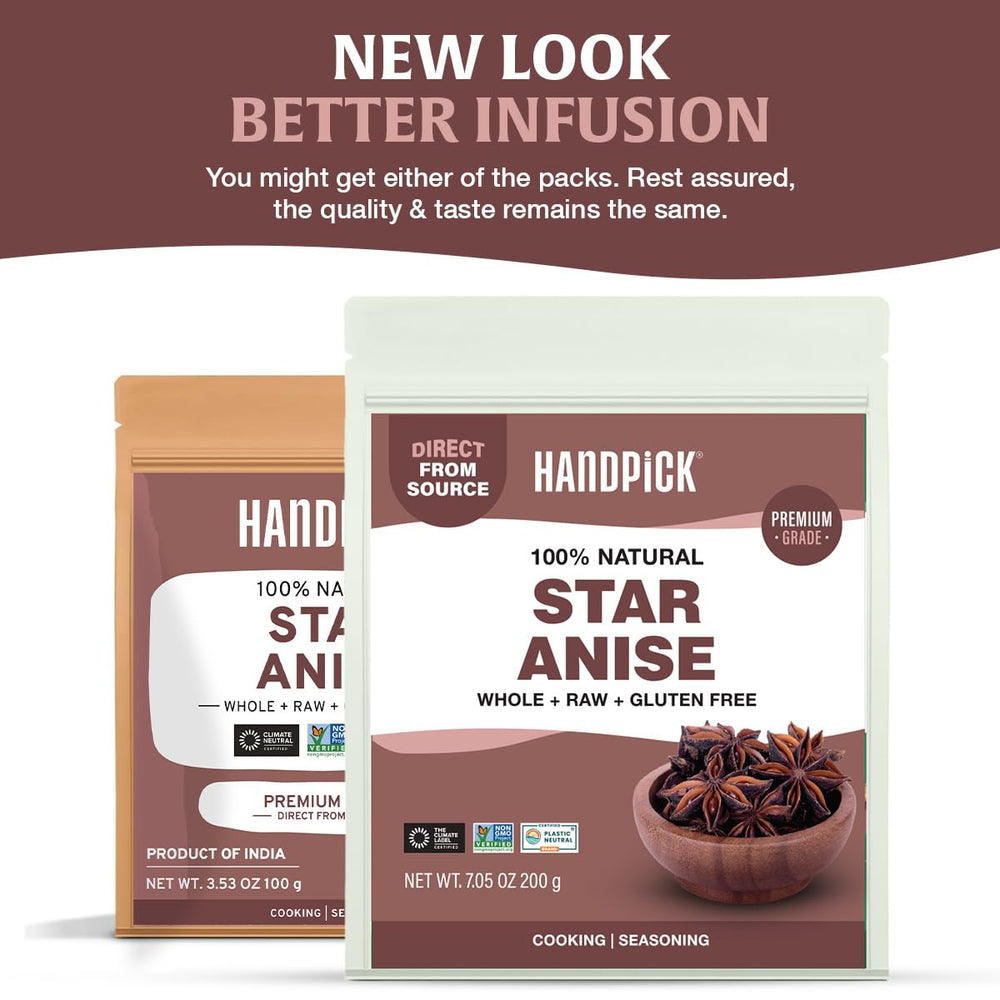 HANDPICK Star Anise Whole Pods showing distinctive star shape.