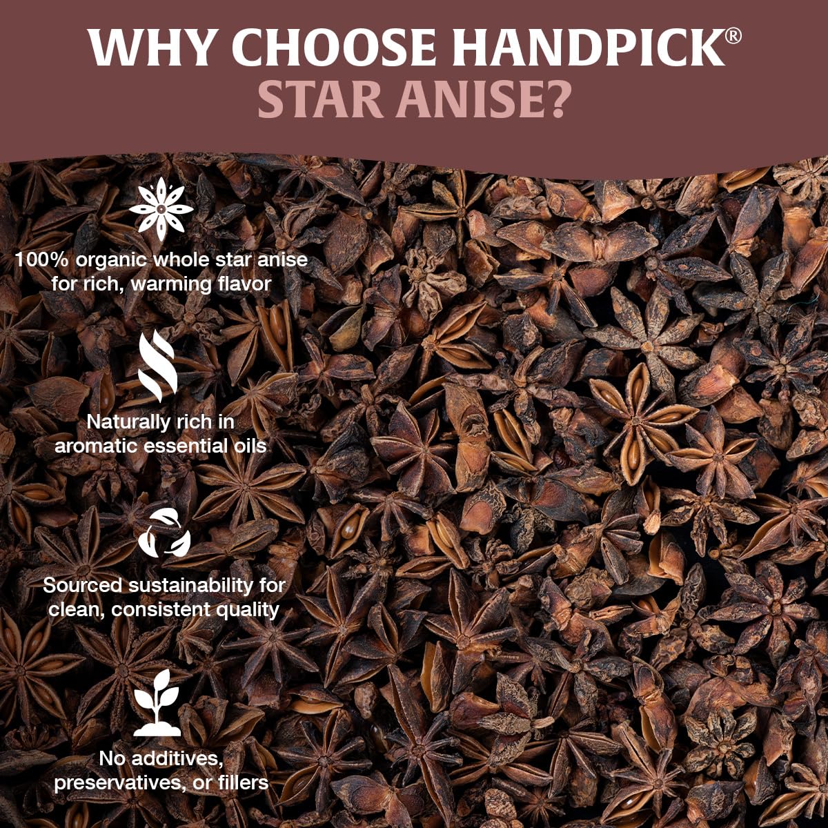HANDPICK Star Anise Gluten-Free label indicating pure spice.