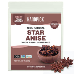 HANDPICK Star Anise Whole Pods on a board for aromatic cooking and teas.