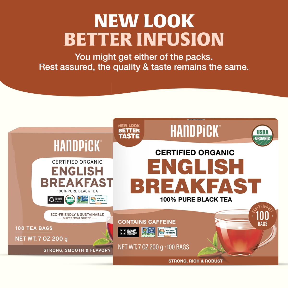 HANDPICK strong black tea cup steaming delivers a robust caffeine kick.