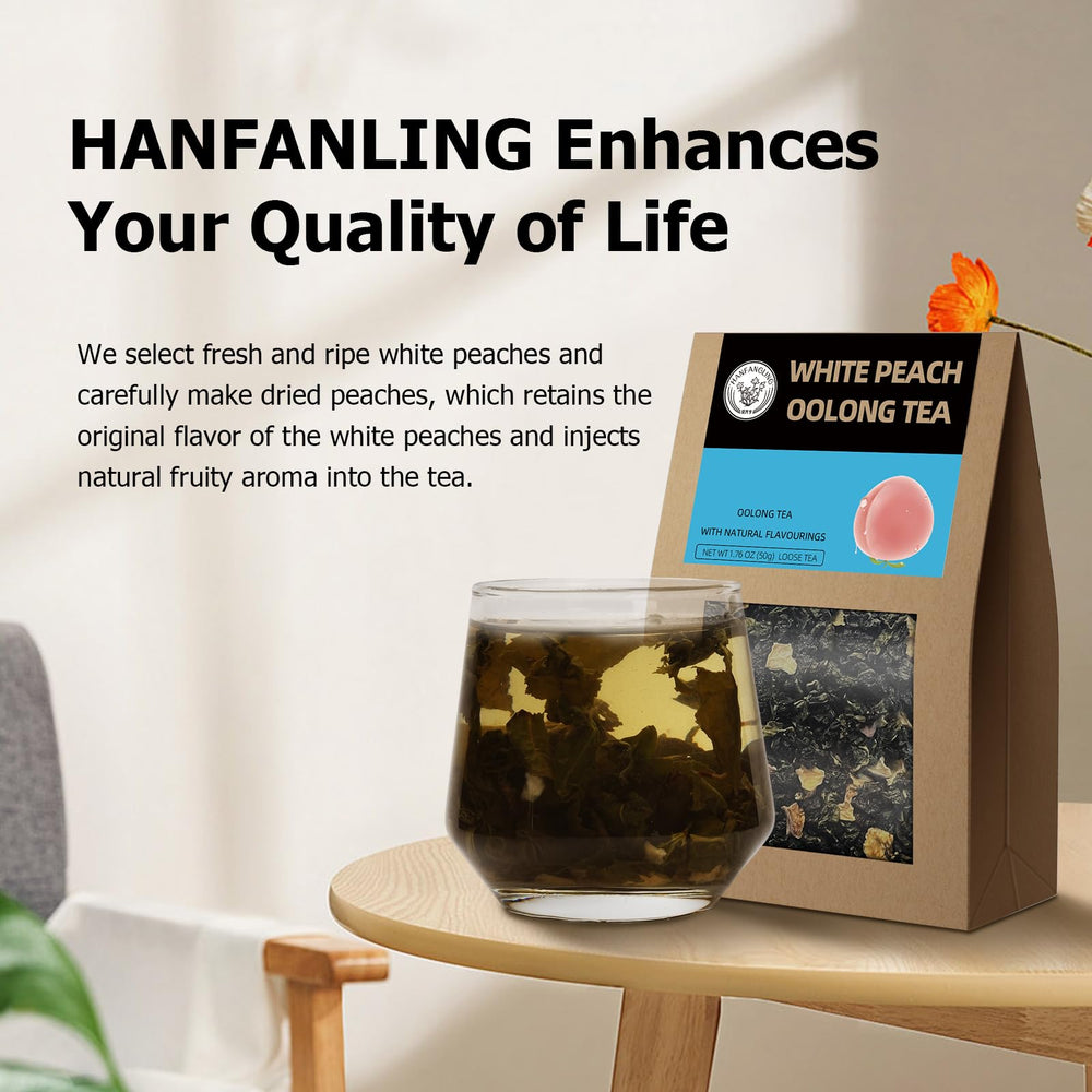 HANFANGLING White Peach Oolong Tea brewed cup shows smooth, mellow finish.