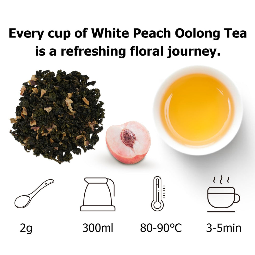 HANFANGLING White Peach Oolong Tea packaging display emphasizes premium quality.