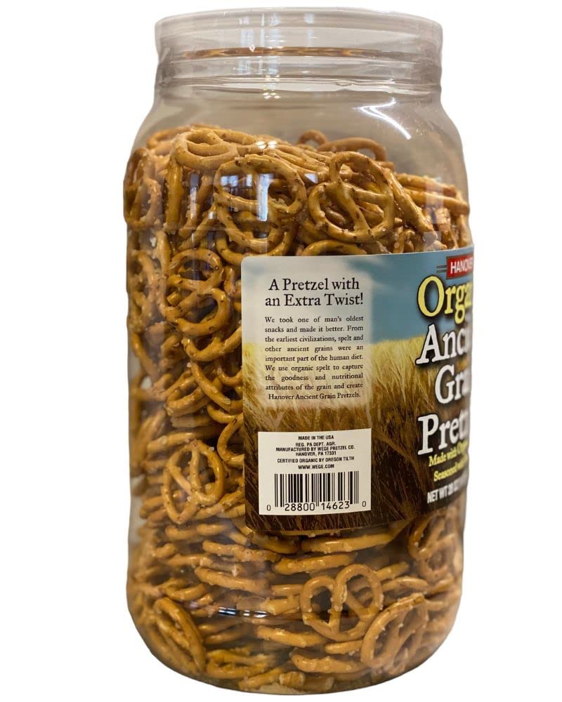 USDA Organic spelt pretzels with sea salt, made in the USA.