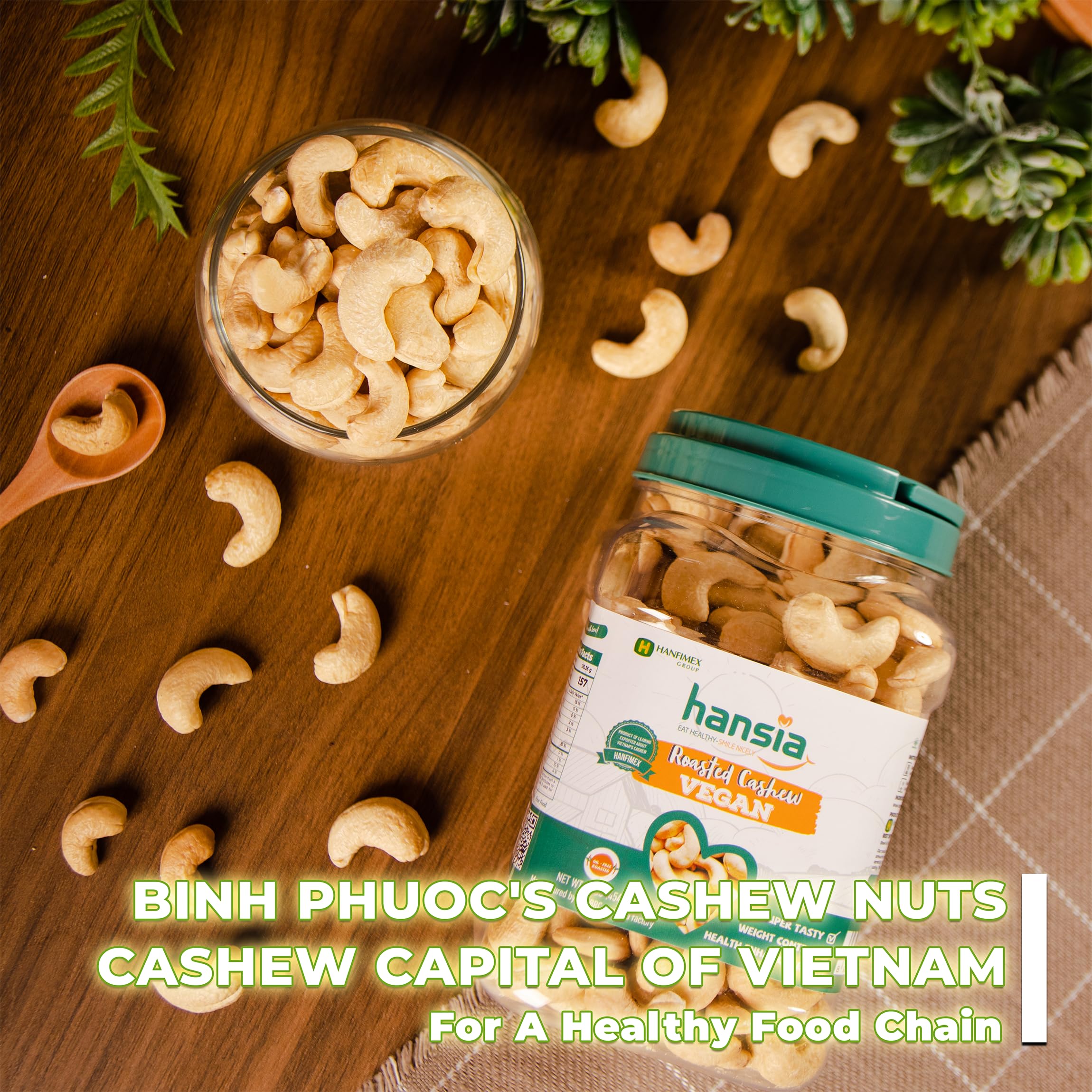 Hansia cashews minerals label highlights calcium and iron