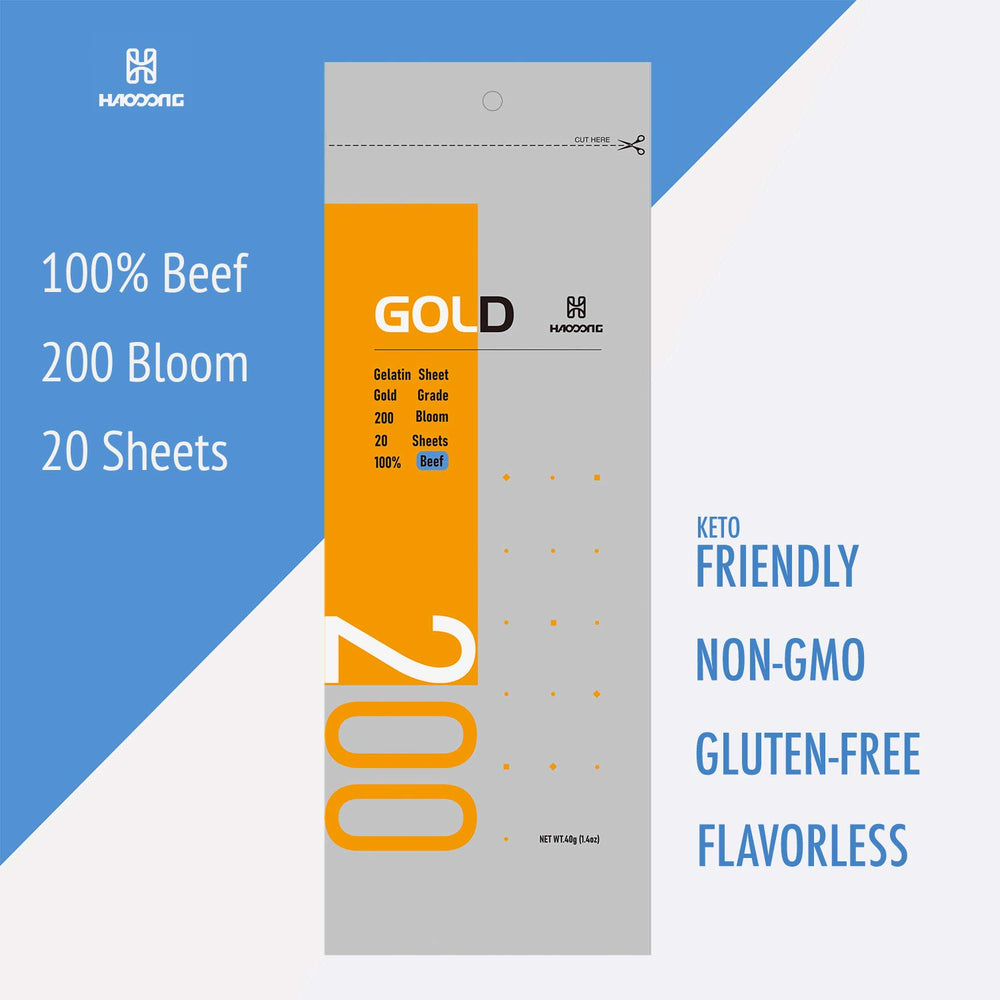 HAODONG Gold Gelatin Sheets 2g per sheet simplify portioning in recipes