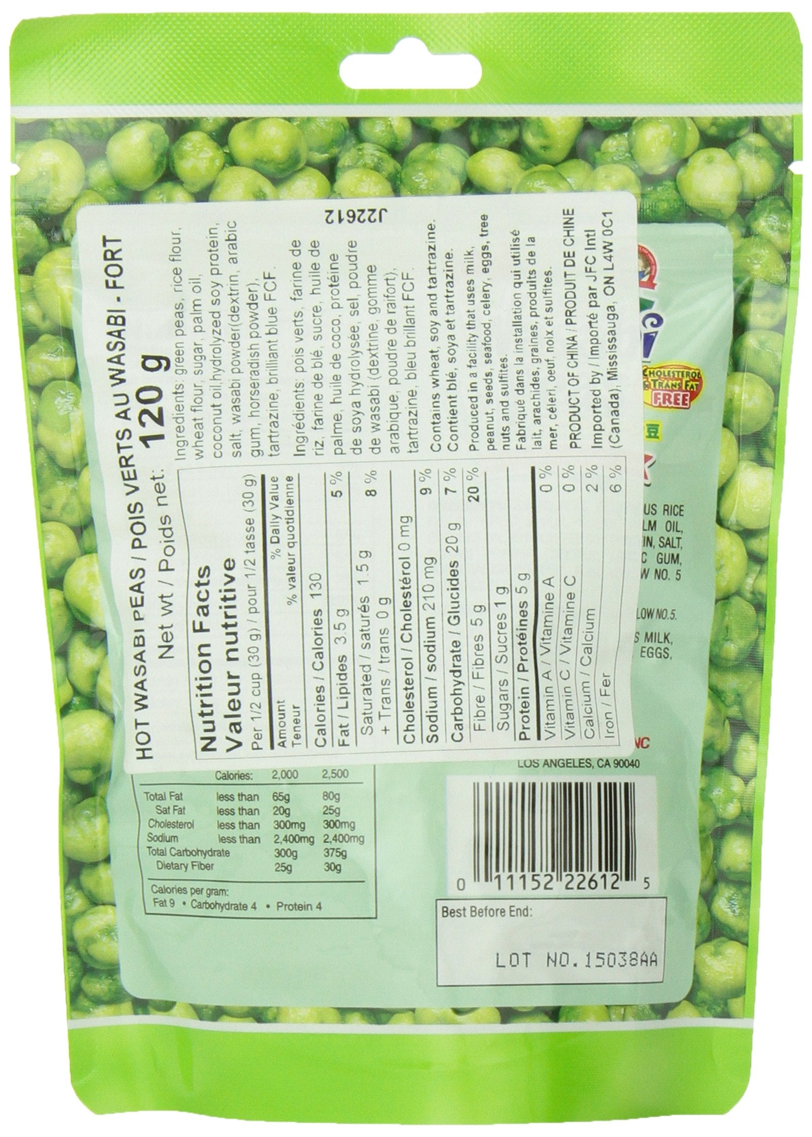 HAPI Wasabi coated green peas close-up shows crisp peas with wasabi seasoning.