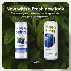 16-pack box of Happy Being Blueberry White Tea for everyday refreshment.