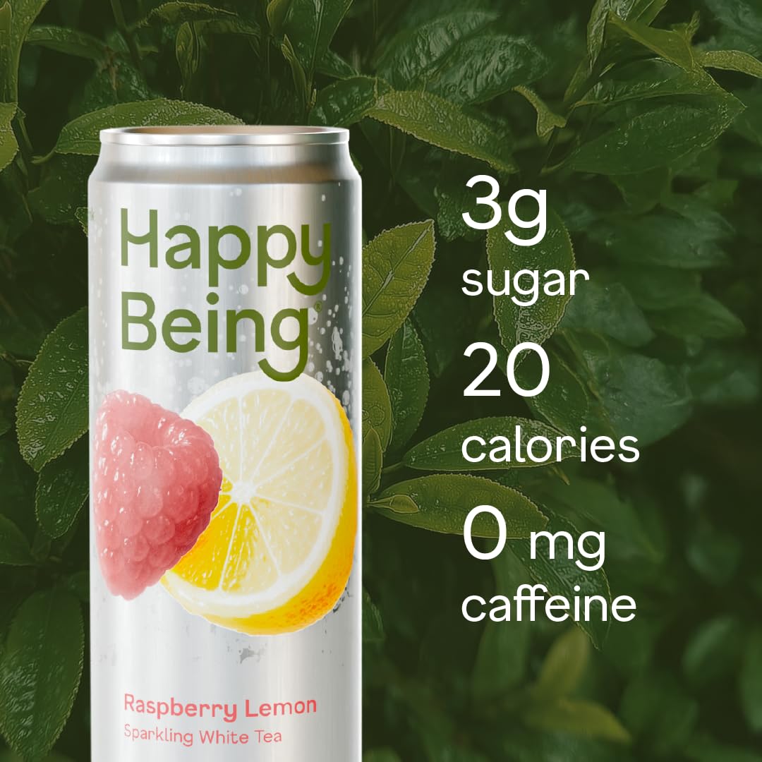 Happy Being green tea polyphenols close-up emphasize antioxidant benefits.