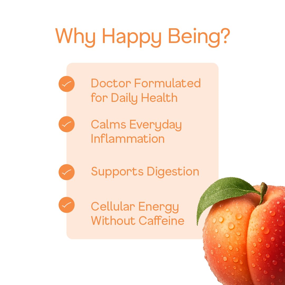 Travel-friendly Happy Being Peach White Tea bottle for on-the-go hydration
