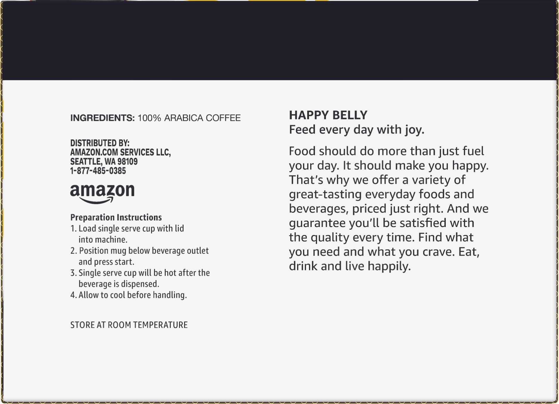 Happy Belly 24-count box of Breakfast Blend pods on the counter.