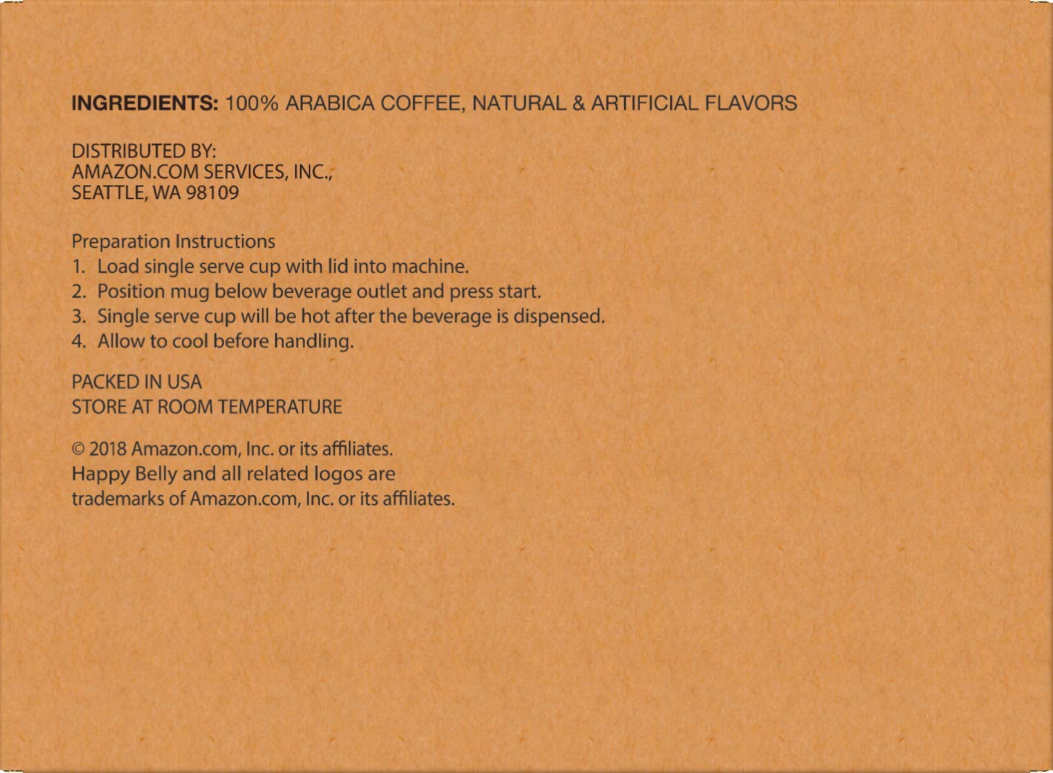 Aromas rise from a Happy Belly coffee mug with vanilla notes