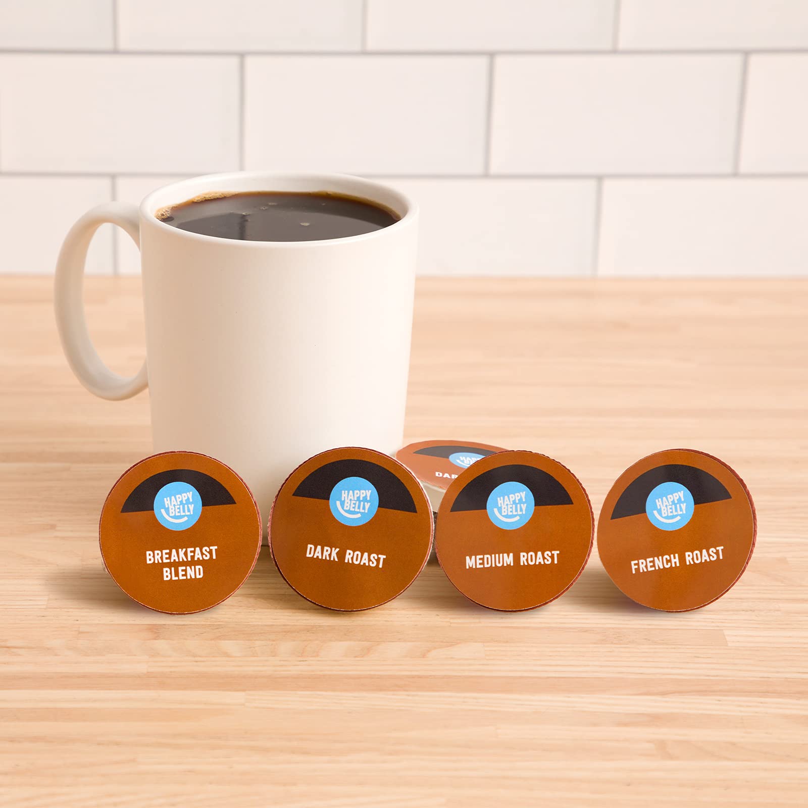Happy Belly Breakfast Blend pods ready for quick morning energizing cups.